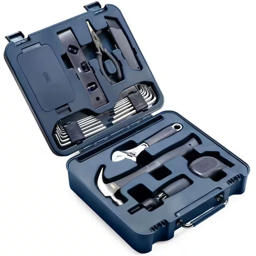 Modern 28-Piece Home Tool Kit with Tool Box and Phone Holder